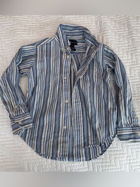 Ralph Lauren Light Blue and White Striped Button-Down Shirt